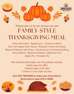 Thanksgiving Menu at Smokehouse BBQ & Brews